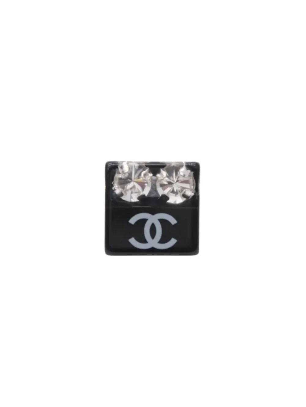 Chanel CC Logo Earrings 05 Acrylic Rhinestone Black